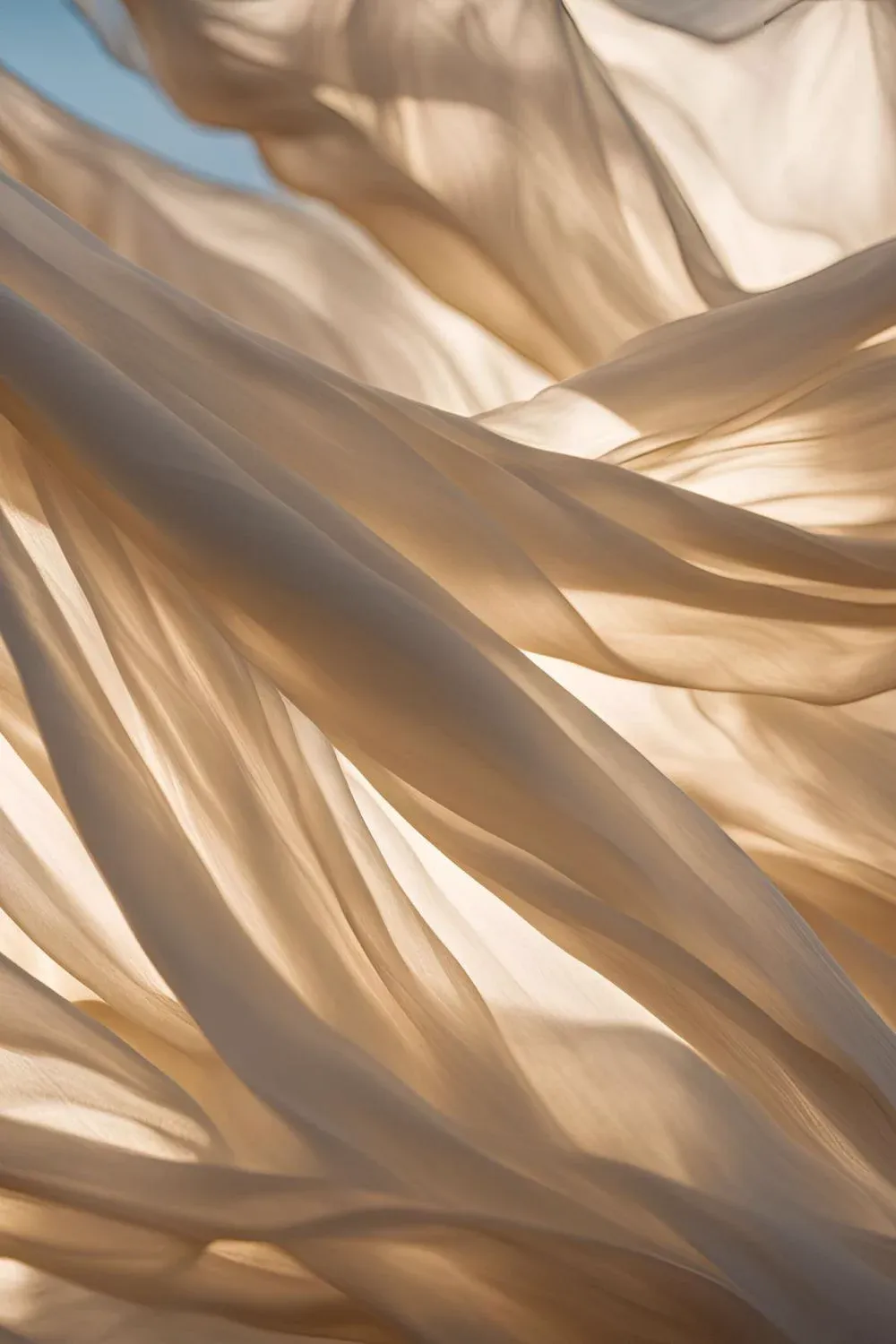 Silk caught in golden light against a warm sky