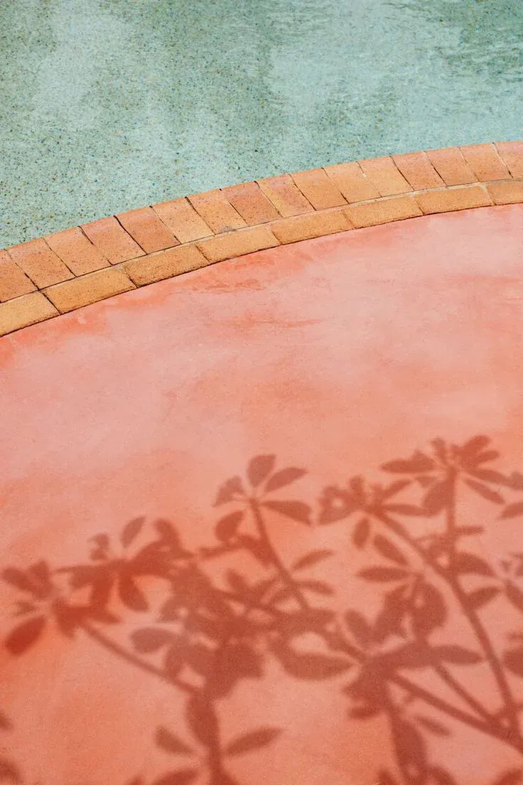 Terracotta wall with flower shadows