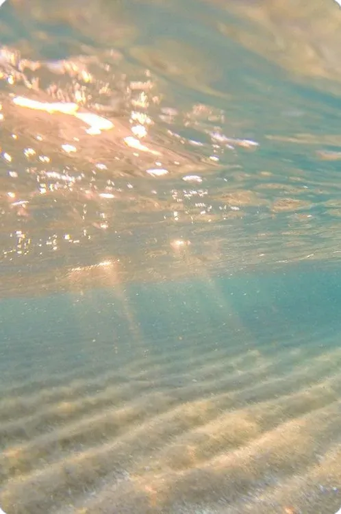 Clear turquoise water with sunlight filtering through the surface